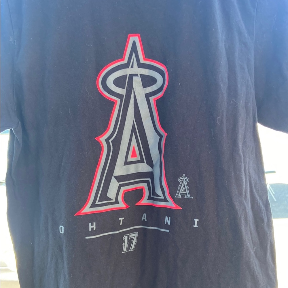 Fanatics Black and Red Ohtani Angels t shirt